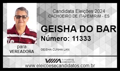 Candidato GEISHA DO BAR 2024 - CACHOEIRO DE ITAPEMIRIM - Eleições