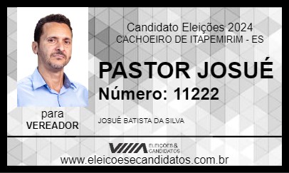 Candidato PASTOR JOSUÉ 2024 - CACHOEIRO DE ITAPEMIRIM - Eleições