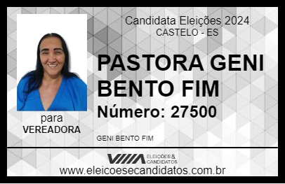 Candidato PASTORA GENI BENTO FIM 2024 - CASTELO - Eleições