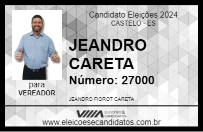 Candidato JEANDRO CARETA 2024 - CASTELO - Eleições