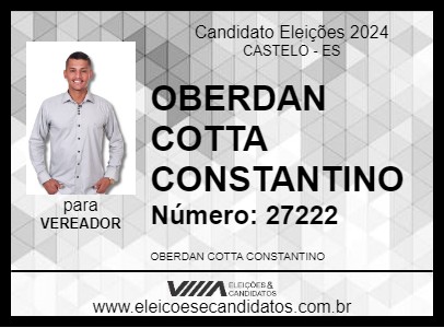 Candidato OBERDAN COTTA CONSTANTINO 2024 - CASTELO - Eleições