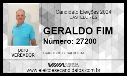 Candidato GERALDO FIM 2024 - CASTELO - Eleições