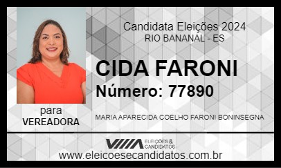 Candidato CIDA FARONI 2024 - RIO BANANAL - Eleições