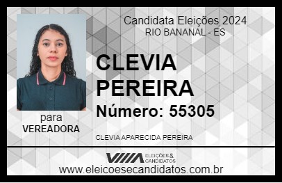 Candidato CLEVIA PEREIRA 2024 - RIO BANANAL - Eleições