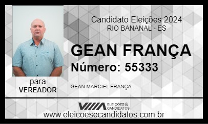 Candidato GEAN FRANÇA 2024 - RIO BANANAL - Eleições