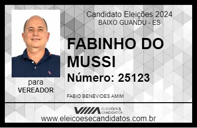 Candidato FABINHO DO MUSSI 2024 - BAIXO GUANDU - Eleições