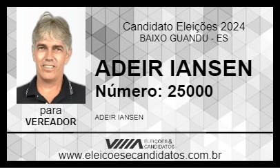 Candidato ADEIR IANSEN 2024 - BAIXO GUANDU - Eleições