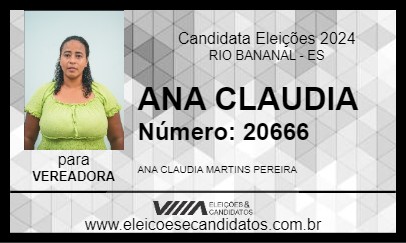 Candidato ANA CLAUDIA 2024 - RIO BANANAL - Eleições