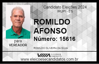 Candidato ROMILDO AFONSO 2024 - IRUPI - Eleições