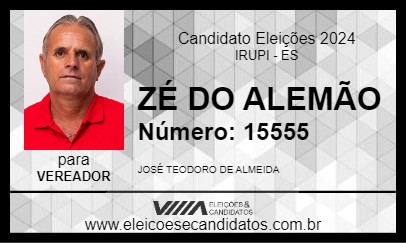 Candidato ZÉ DO ALEMÃO 2024 - IRUPI - Eleições