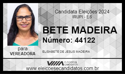 Candidato BETE MADEIRA 2024 - IRUPI - Eleições