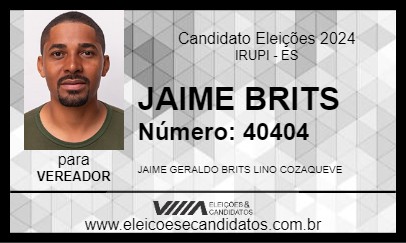 Candidato JAIME BRITS 2024 - IRUPI - Eleições