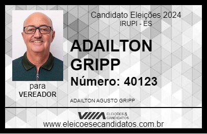 Candidato ADAILTON GRIPP 2024 - IRUPI - Eleições