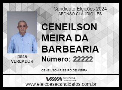 Candidato CENEILSON MEIRA DA BARBEARIA 2024 - AFONSO CLÁUDIO - Eleições