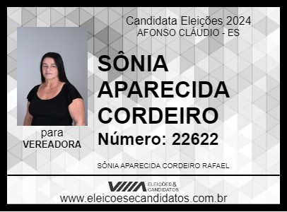 Candidato SÔNIA APARECIDA CORDEIRO 2024 - AFONSO CLÁUDIO - Eleições