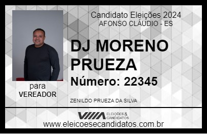 Candidato DJ MORENO PRUEZA 2024 - AFONSO CLÁUDIO - Eleições