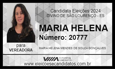 Candidato MARIA HELENA 2024 - DIVINO DE SÃO LOURENÇO - Eleições