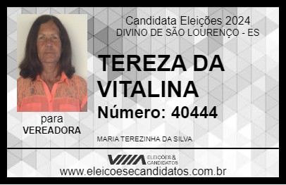 Candidato TEREZA DA VITALINA 2024 - DIVINO DE SÃO LOURENÇO - Eleições