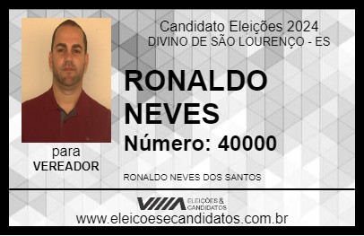 Candidato RONALDO NEVES 2024 - DIVINO DE SÃO LOURENÇO - Eleições