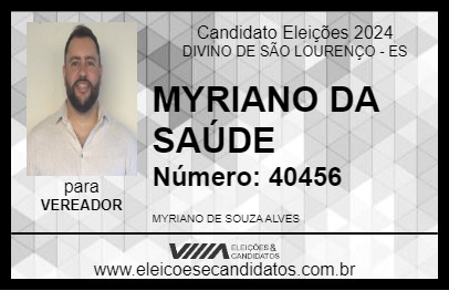 Candidato MYRIANO DA SAÚDE 2024 - DIVINO DE SÃO LOURENÇO - Eleições