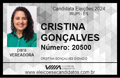 Candidato CRISTINA GONÇALVES 2024 - IRUPI - Eleições