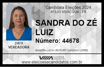 Candidato SANDRA DO ZÉ LUIZ 2024 - ATÍLIO VIVÁCQUA - Eleições