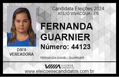 Candidato FERNANDA GUARNIER 2024 - ATÍLIO VIVÁCQUA - Eleições