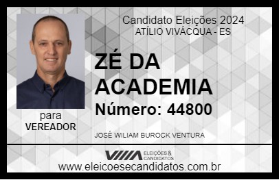 Candidato ZÉ DA ACADEMIA 2024 - ATÍLIO VIVÁCQUA - Eleições