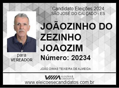 Candidato JOÃOZINHO DO ZEZINHO JOAOZIM 2024 - SÃO JOSÉ DO CALÇADO - Eleições