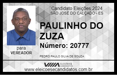 Candidato PAULINHO DO ZUZA 2024 - SÃO JOSÉ DO CALÇADO - Eleições