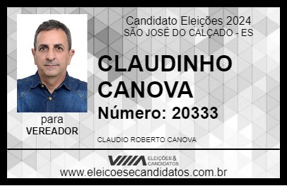 Candidato CLAUDINHO CANOVA 2024 - SÃO JOSÉ DO CALÇADO - Eleições