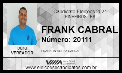 Candidato FRANK CABRAL 2024 - PINHEIROS - Eleições