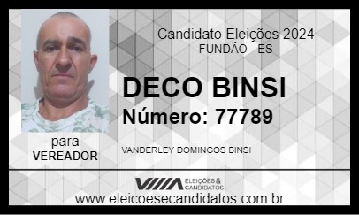 Candidato DECO BINSI 2024 - FUNDÃO - Eleições