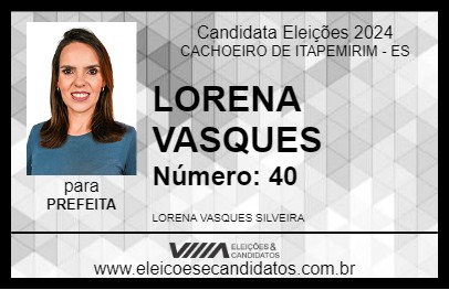 Candidato LORENA VASQUES 2024 - CACHOEIRO DE ITAPEMIRIM - Eleições