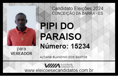 Candidato PIPI DO PARAISO 2024 - CONCEIÇÃO DA BARRA - Eleições