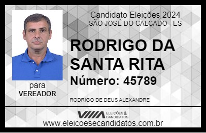 Candidato RODRIGO DA SANTA RITA 2024 - SÃO JOSÉ DO CALÇADO - Eleições