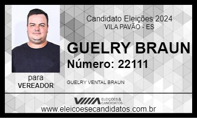 Candidato GUELRY BRAUN 2024 - VILA PAVÃO - Eleições