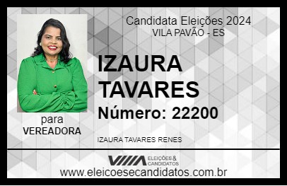 Candidato IZAURA TAVARES 2024 - VILA PAVÃO - Eleições