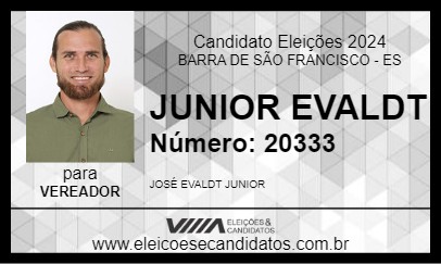 Candidato JUNIOR EVALDT 2024 - BARRA DE SÃO FRANCISCO - Eleições