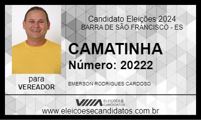 Candidato CAMATINHA 2024 - BARRA DE SÃO FRANCISCO - Eleições