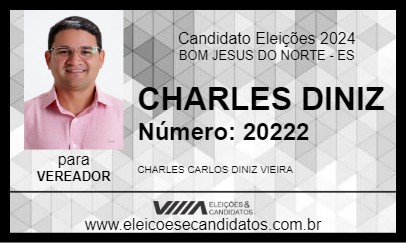 Candidato CHARLES DINIZ 2024 - BOM JESUS DO NORTE - Eleições