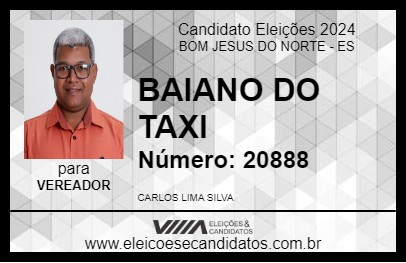 Candidato BAIANO DO TAXI 2024 - BOM JESUS DO NORTE - Eleições