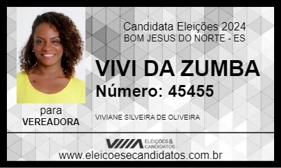 Candidato VIVI DA ZUMBA 2024 - BOM JESUS DO NORTE - Eleições