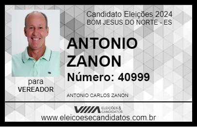 Candidato ANTONIO ZANON 2024 - BOM JESUS DO NORTE - Eleições