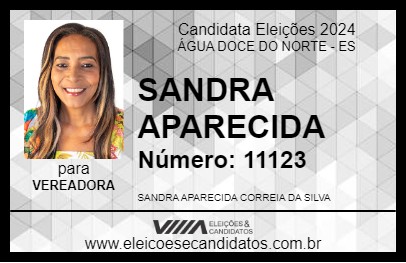 Candidato SANDRA APARECIDA 2024 - ÁGUA DOCE DO NORTE - Eleições