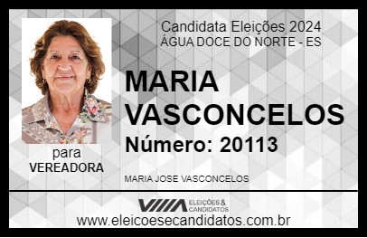 Candidato MARIA VASCONCELOS 2024 - ÁGUA DOCE DO NORTE - Eleições