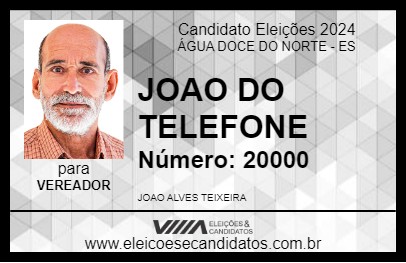 Candidato JOAO DO TELEFONE 2024 - ÁGUA DOCE DO NORTE - Eleições