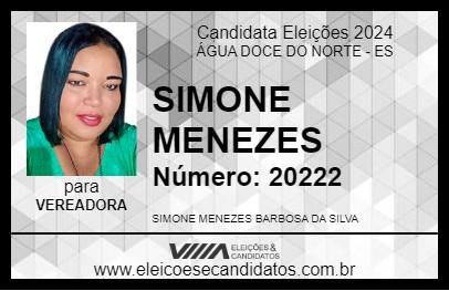 Candidato SIMONE MENEZES 2024 - ÁGUA DOCE DO NORTE - Eleições