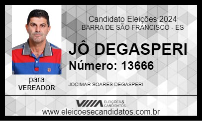 Candidato JÔ DEGASPERI 2024 - BARRA DE SÃO FRANCISCO - Eleições