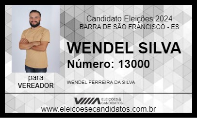 Candidato WENDEL SILVA 2024 - BARRA DE SÃO FRANCISCO - Eleições